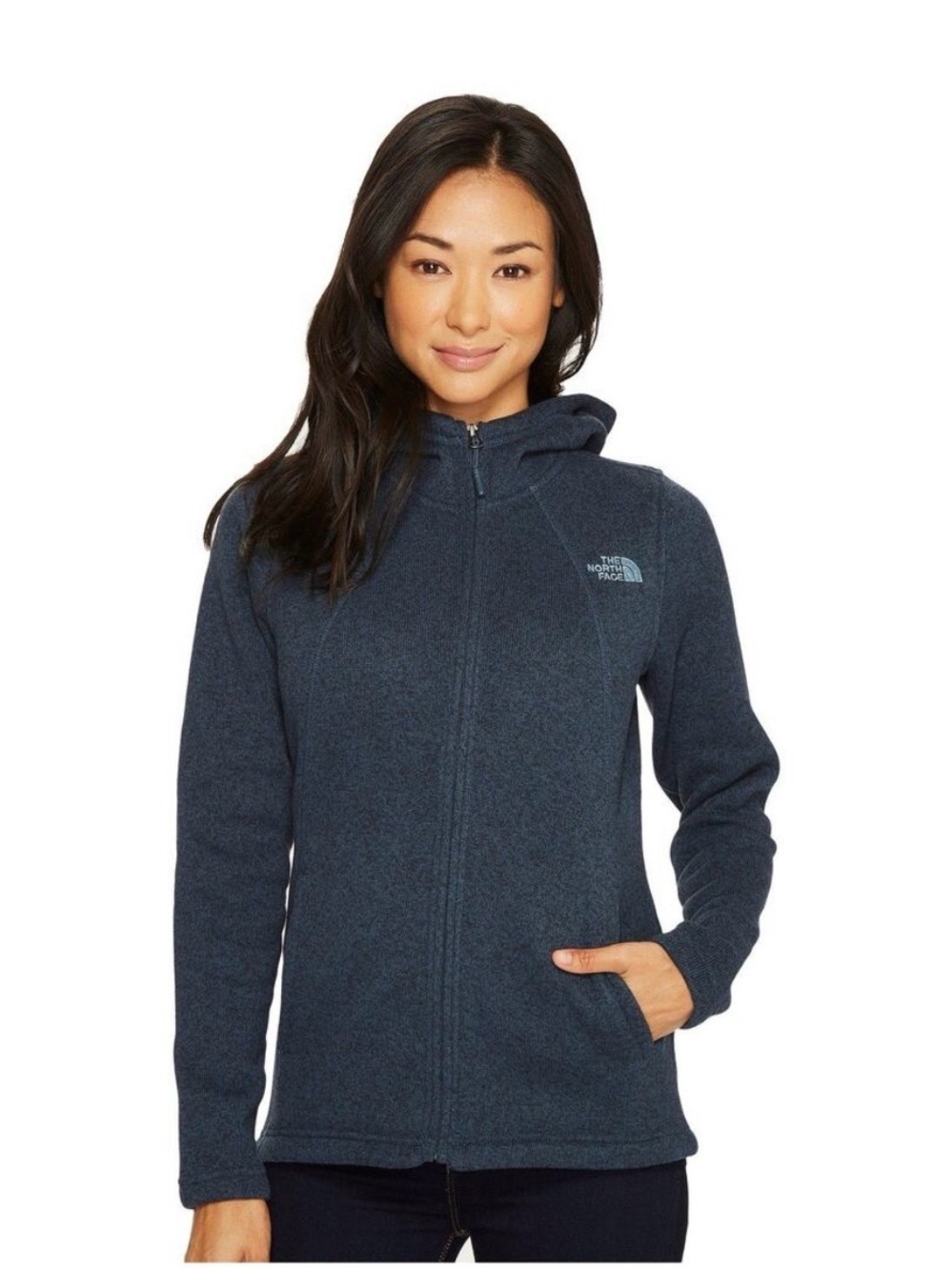 The North Face Crescent Full Zip Hoodie Large Blue Knit Fleece Gorpcore